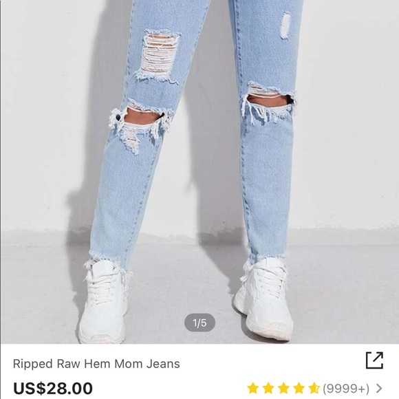 Shien- Ripped Raw hem mom jeans (NEW) - Picture 3 of 4